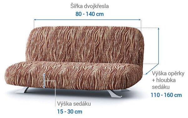 Bi-elastyczne pokrowce UNIVERSO NOWE cieniowane brąz kanapa dwuosobowa z drew. bokami (sz. 80 -140 cm)