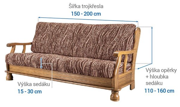 Bi-elastyczne pokrowce UNIVERSO NOWE cieniowane brąz kanapa trzyosobowa z drew. bokami (sz. 150 - 200 cm)