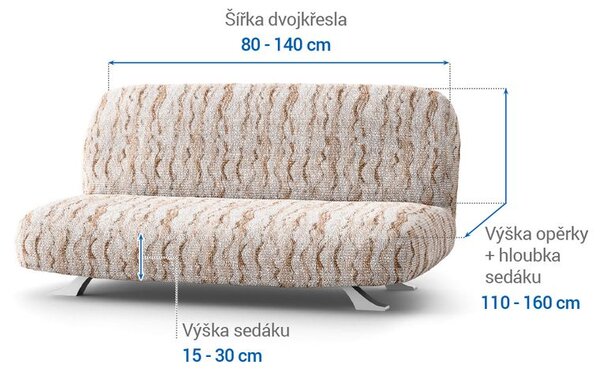 Bi-elastyczne pokrowce OCEANO NOWE beżowe kanapa dwuosobowa z drew. bokami (sz. 80 -140 cm)