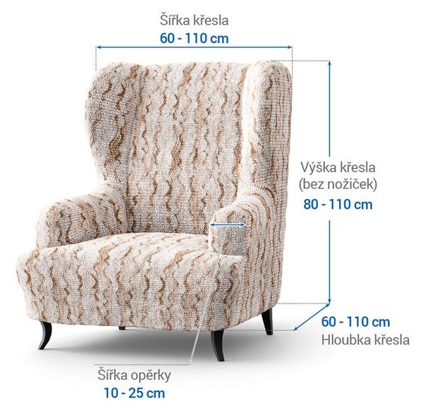 Bi-elastyczne pokrowce OCEANO NOWE beżowe fotel uszak (sz. 60 - 110 cm)