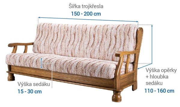 Bi-elastyczne pokrowce OCEANO NOWE beżowe kanapa trzyosobowa z drew. bokami (sz. 150 - 200 cm)