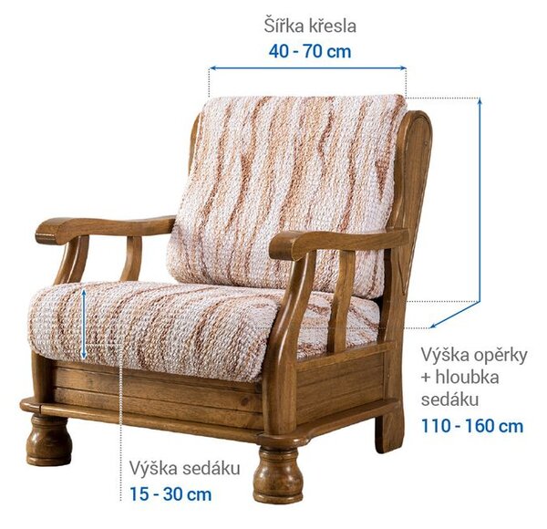 Bi-elastyczne pokrowce OCEANO NOWE beżowe fotel z drewnianymi bokami (sz. 40 - 70 cm)