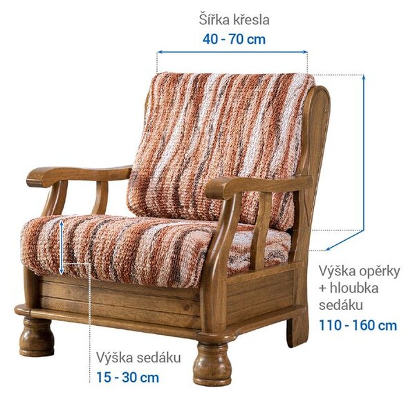 Bi-elastyczne pokrowce OCEANO NOWE cegłaste fotel z drewnianymi bokami (sz. 40 - 70 cm)