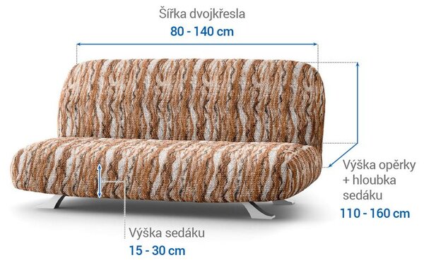 Bi-elastyczne pokrowce OCEANO NOWE cegłaste kanapa dwuosobowa z drew. bokami (sz. 80 -140 cm)