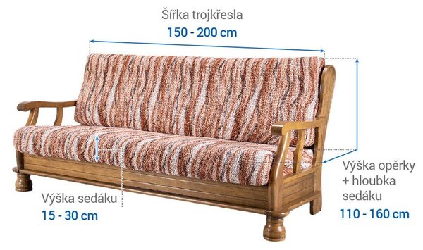 Bi-elastyczne pokrowce OCEANO NOWE cegłaste kanapa trzyosobowa z drew. bokami (sz. 150 - 200 cm)