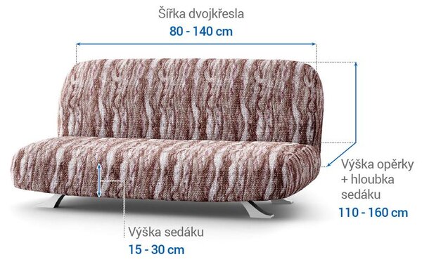 Bi-elastyczne pokrowce OCEANO NOWE brązowe kanapa dwuosobowa z drew. bokami (sz. 80 -140 cm)