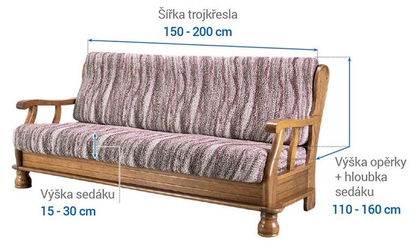 Bi-elastyczne pokrowce OCEANO NOWE brązowe kanapa trzyosobowa z drew. bokami (sz. 150 - 200 cm)