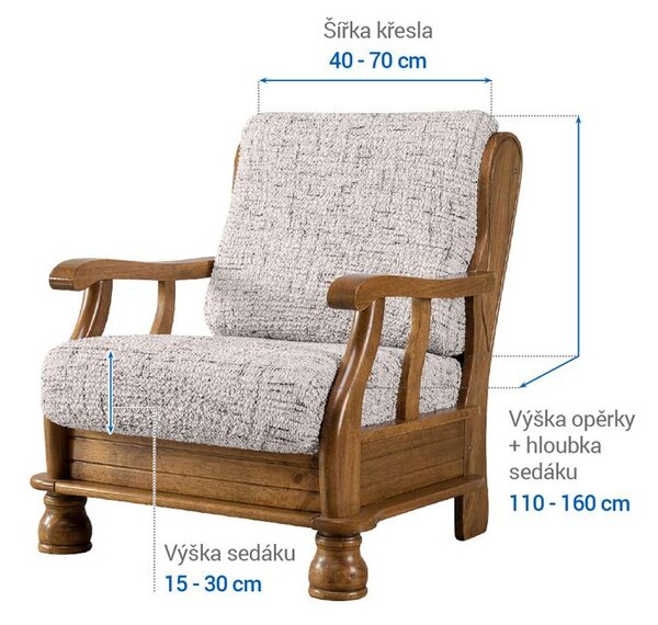 Bi-elastyczne pokrowce VITTORIA śmietankowe fotel z drewnianymi bokami (sz. 40 - 70 cm)