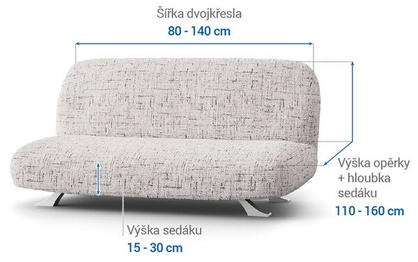 Bi-elastyczne pokrowce VITTORIA śmietankowe kanapa dwuosobowa z drew. bokami (sz. 80 -140 cm)