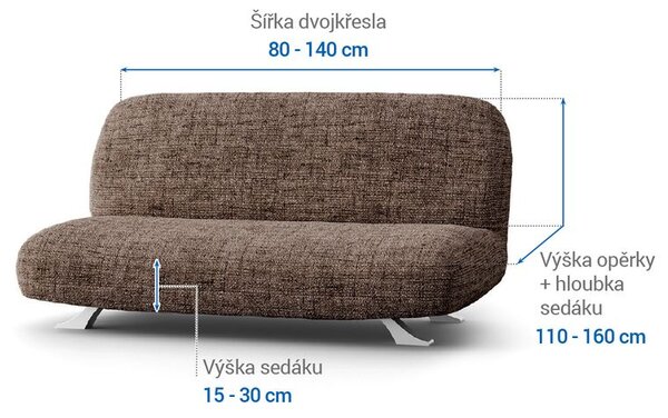 Bi-elastyczne pokrowce VITTORIA brązowe kanapa dwuosobowa z drew. bokami (sz. 80 -140 cm)