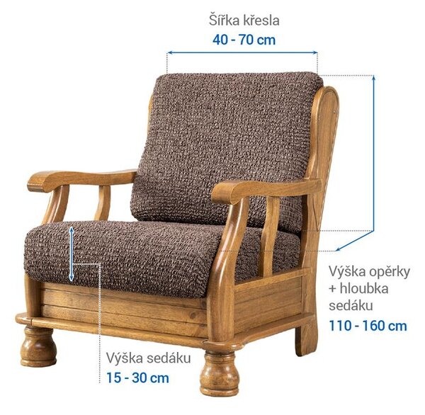 Bi-elastyczne pokrowce VITTORIA brązowe fotel z drewnianymi bokami (sz. 40 - 70 cm)