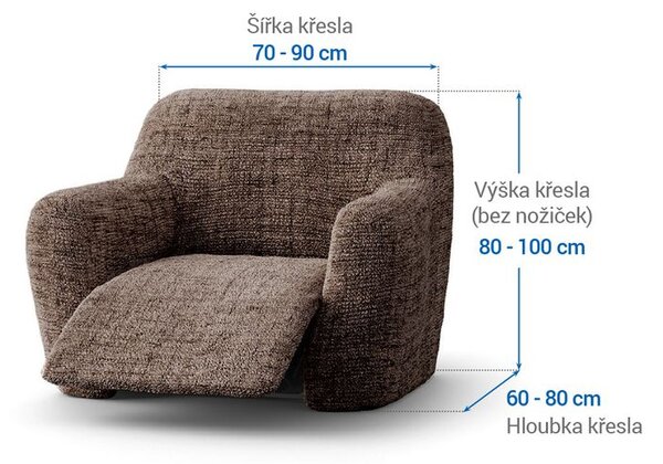 Bi-elastyczne pokrowce VITTORIA brązowe fotel relaks (sz. 70 - 90 cm)