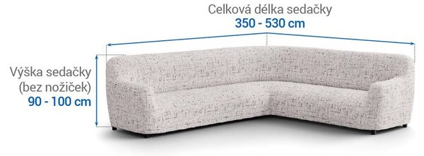Bi-elastyczne pokrowce VITTORIA śmietankowe kanapa narożnikowa (sz. 350 - 530 cm)
