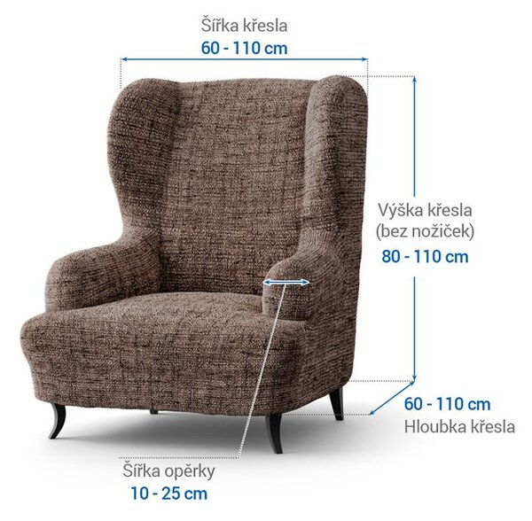 Bi-elastyczne pokrowce VITTORIA brązowe fotel uszak (sz. 60 - 110 cm)