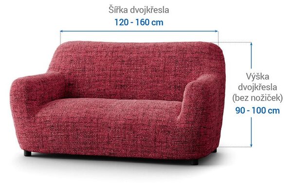 Bi-elastyczne pokrowce VITTORIA bordowe kanapa dwuosobowa (sz. 120 - 160 cm)