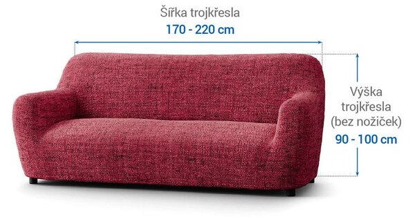 Bi-elastyczne pokrowce VITTORIA bordowe kanapa trzyosobowa (sz. 170 - 220 cm)