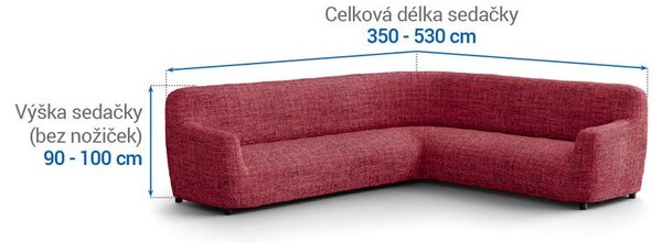 Bi-elastyczne pokrowce VITTORIA bordowe kanapa narożnikowa (sz. 350 - 530 cm)