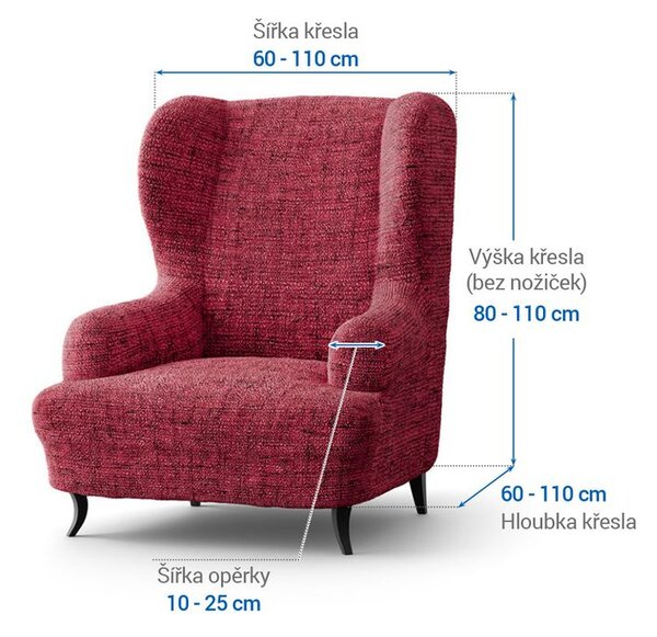 Bi-elastyczne pokrowce VITTORIA bordowe fotel uszak (sz. 60 - 110 cm)
