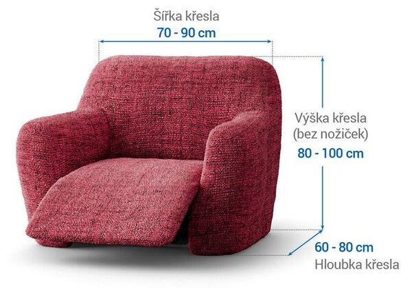 Bi-elastyczne pokrowce VITTORIA bordowe fotel relaks (sz. 70 - 90 cm)