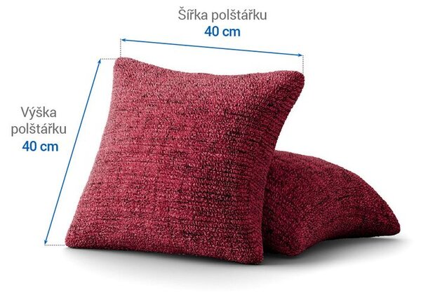 Bi-elastyczne pokrowce VITTORIA bordowe poszewki na poduszkę 2 szt. (40 x 40 cm)