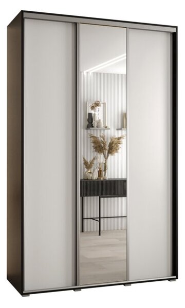 Szafa przesuwna wysoka Davos 3 150, gł. 45 cm czarny + biały + srebrny
