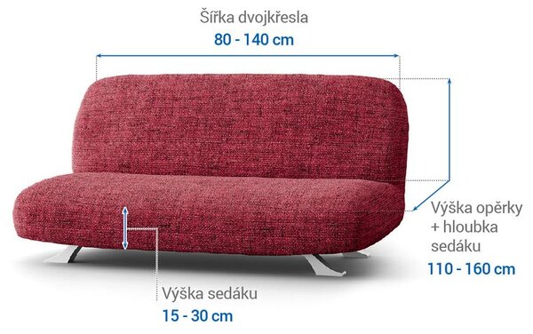 Bi-elastyczne pokrowce VITTORIA bordowe kanapa dwuosobowa z drew. bokami (sz. 80 -140 cm)