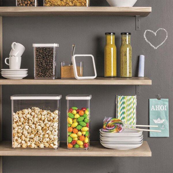 Kwadratowy plastikowy pojemnik na żywność LOFT biały 1,5 l
