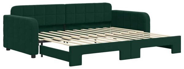 Sofa rozsuwana, ciemnozielona, 90x200 cm, aksamit