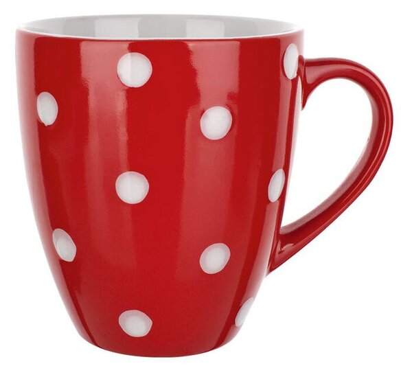 Zestaw ceramicznych kubków KROPKI czerwony 400 ml 2 szt