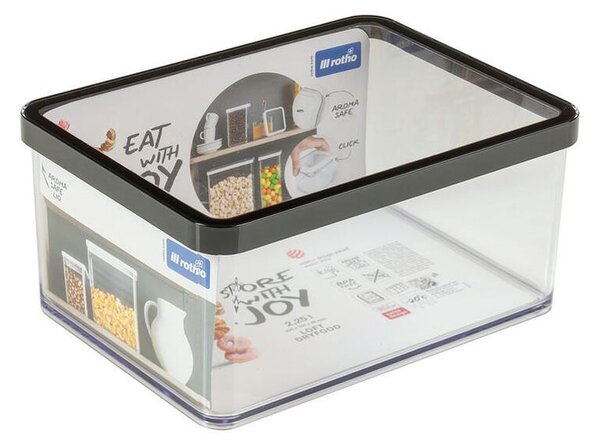 Kwadratowy plastikowy pojemnik na żywność LOFT czarny 2,25 l