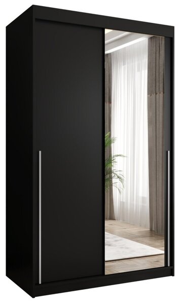 Szafa przesuwna z lustrem Garderoba SIMA T2 120 czarny + u. srebrny