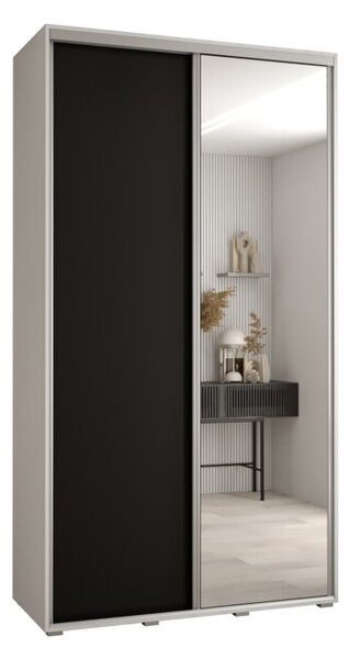 Szafa przesuwna wysoka Davos 3 140, gł. 60 cm biały + czarny + srebrny