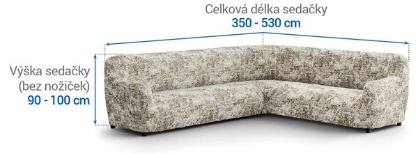 Bi-elastyczne pokrowce MARMO beżowe kanapa narożnikowa (sz. 350 - 530 cm)