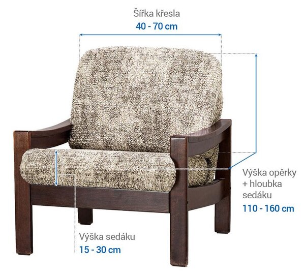 Bi-elastyczne pokrowce MARMO beżowe fotel z drewnianymi bokami (sz. 40 - 70 cm)