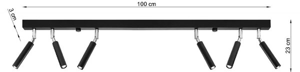 Czarny plafon sufitowy z reflektorami - EX675 K6-F72