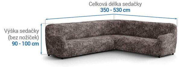 Bi-elastyczne pokrowce MARMO brązowe kanapa narożnikowa (sz. 350 - 530 cm)