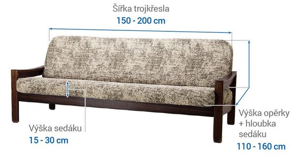 Bi-elastyczne pokrowce MARMO beżowe kanapa trzyosobowa z drew. bokami (sz. 150 - 200 cm)