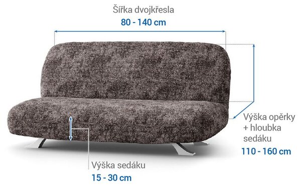 Bi-elastyczne pokrowce MARMO brązowe kanapa dwuosobowa z drew. bokami (sz. 80 -140 cm)