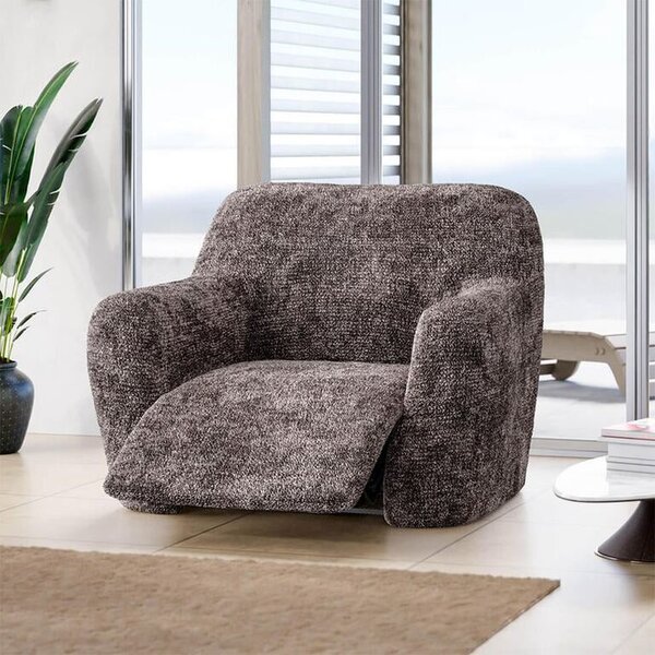 Bi-elastyczne pokrowce MARMO brązowe fotel relaks (sz. 70 - 90 cm)