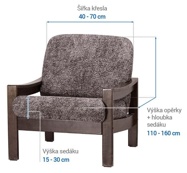 Bi-elastyczne pokrowce MARMO brązowe fotel z drewnianymi bokami (sz. 40 - 70 cm)