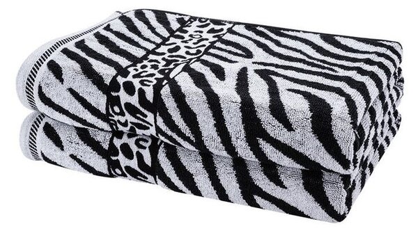 Komplet 2 ręczników żakardowych ZEBRA szary 70 x 140 cm