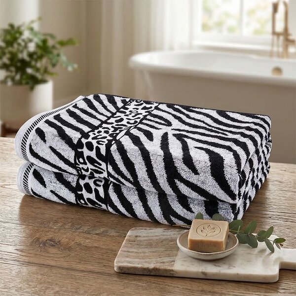 Komplet 2 ręczników żakardowych ZEBRA szary 70 x 140 cm