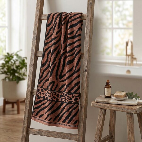Komplet 2 ręczników żakardowych ZEBRA brązowy 70 x 140 cm