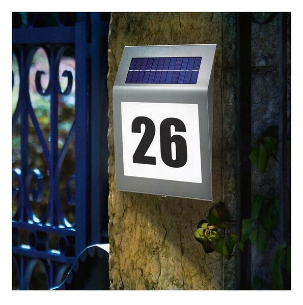 PODŚWIETLANY Numer Domu Budynku Lampka SOLARNA Tabliczka AUTOMAT Cyfry Litery