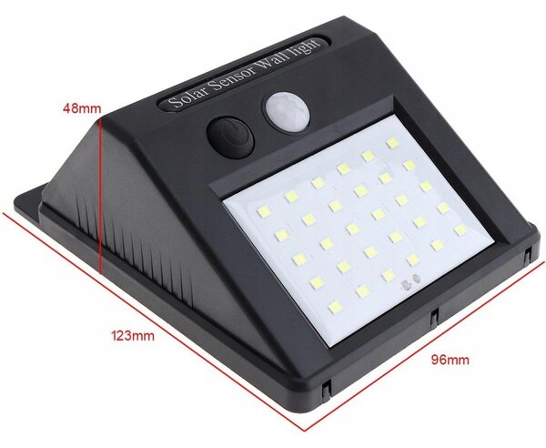 LAMPA SOLARNA LED CZUJNIK RUCHU ZMIERZCHU ŚCIENNA