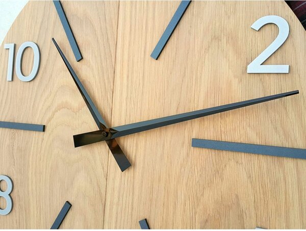 Zegar Ścienny Akrylowy Aksel Wood 60cm Okrągły Cichy z Czarnymi Cyframi