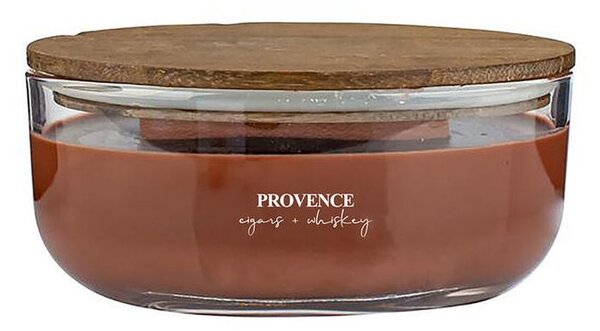 Świeca zapachowa WOODEN z drewnianym knotem, Cygara i whisky 240 g