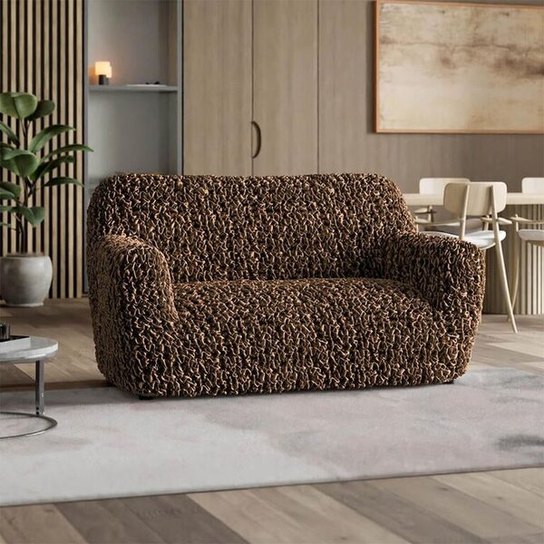 Bi-elastyczne pokrowce VELVET brązowe kanapa dwuosobowa (sz. 120 - 160 cm)