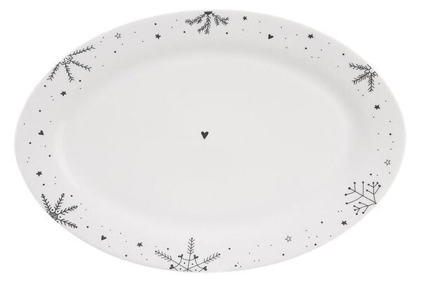 Porcelanowy owalny talerz do serwowania PŁATEK ŚNIEGU