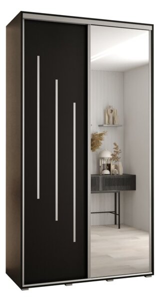 Szafa przesuwna wysoka Davos 9 140, gł. 45 cm czarny + czarny + srebrny